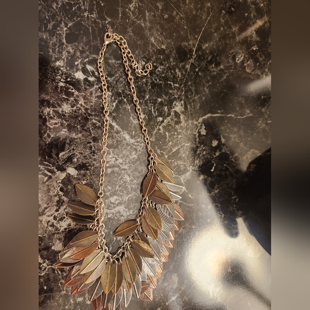 Cluster Metal Feather Layer Multi Color Metal Nec… - image 5